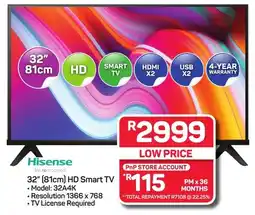 Pick n Pay Hypermarket Hisense 32" (81cm) HD Smart TV offer