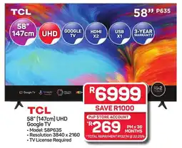 Pick n Pay Hypermarket TCL 58" (147cm) UHD Google TV offer