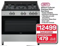 Pick n Pay Hypermarket DEFY 900mm 5-Burner Stainless Steel Gas Stove offer