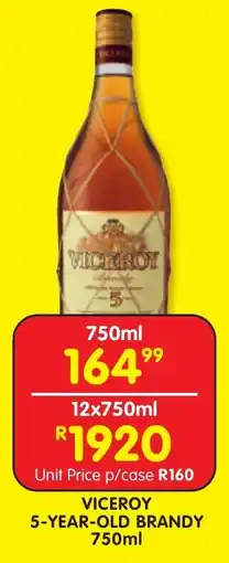 Shoprite Liquor VICEROY 5-YEAR-OLD BRANDY 750ml offer