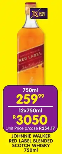 Shoprite Liquor JOHNNIE WALKER RED LABEL BLENDED SCOTCH WHISKY 750ml offer