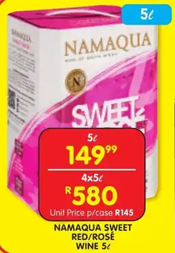 Shoprite Liquor NAMAQUA SWEET RED/ROSÉ WINE 5L offer