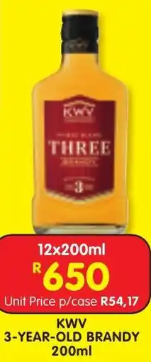 Shoprite Liquor KWV 3-YEAR-OLD BRANDY 200ml offer