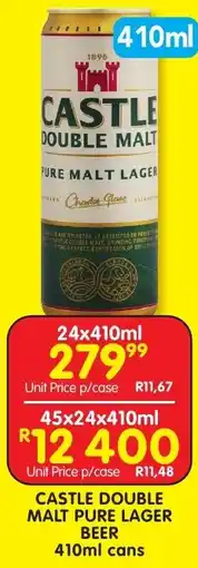 Shoprite Liquor CASTLE DOUBLE MALT PURE LAGER BEER 410ml cans offer