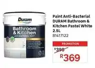 Leroy Merlin Duram - paint anti-bacterial bathroom & kitchen pastel white 2.5l offer