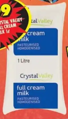 Shoprite CRYSTAL VALLEY FULL CREAM MILK 1L offer