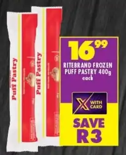 Shoprite RITEBRAND FROZEN PUFF PASTRY 400g offer