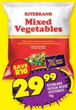 Shoprite RITEBRAND FROZEN MIXED VEGETABLES 1kg offer