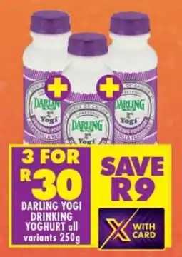 Shoprite DARLING YOGI DRINKING YOGHURT all variants 250g offer