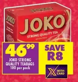 Shoprite JOKO STRONG QUALITY TEABAGS 100 per pack offer