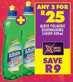 Shoprite ALBEX POLAGRIC DISHWASHING LIQUID 400ml offer