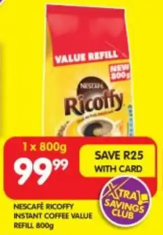 Shoprite NESCAFE RICOFFY INSTANT COFFEE VALUE REFILL 800g offer