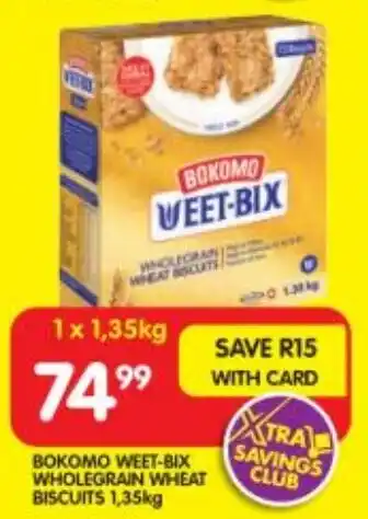 Shoprite BOKOMO WEET-BIX WHOLEGRAIN WHEAT BISCUITS 1,35kg offer