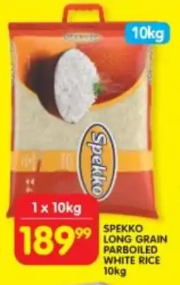 Shoprite SPEKKO LONG GRAIN PARBOILED WHITE RICE 10kg offer