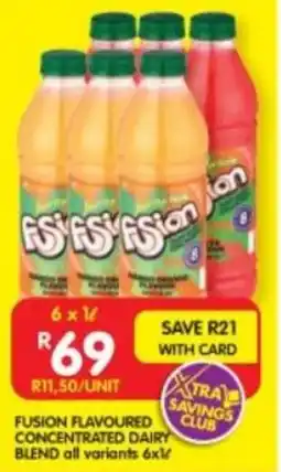 Shoprite FUSION FLAVOURED CONCENTRATED DAIRY BLEND all variants 6x1L offer