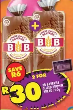 Shoprite BB BAKERIES SLICED BROWN BREAD 700g offer