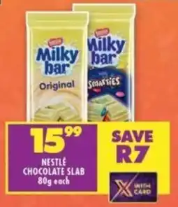 Shoprite NESTLE CHOCOLATE SLAB 80g each offer