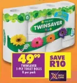 Shoprite TWINSAVER 1-PLY TOILET ROLLS 8 per pack offer