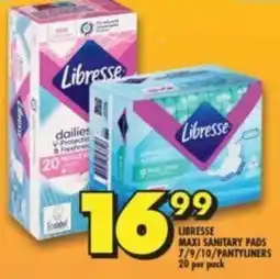 Shoprite LIBRESSE MAXI SANITARY PADS 7/9/10/PANTYLINERS 20 per pack offer