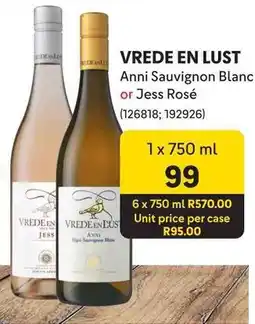 VREDE EN LUST Anni Sauvignon Blanc or Jess Rosé