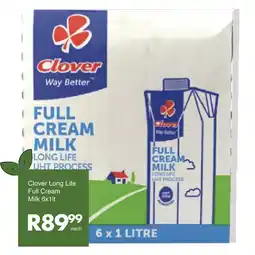 Clover Long Life Full Cream Milk 6x1lt