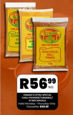 Take 'n Pay OSMAN'S EXTRA SPECIAL CHILLI POWDER/TURMERIC/ A1 MIX MASALA offer