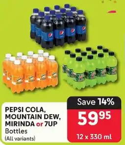 Makro PEPSI COLA, MOUNTAIN DEW, MIRINDA or 7UP Bottles (All variants) offer