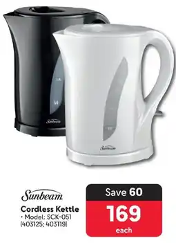 Makro Sunbeam Cordless Kettle offer