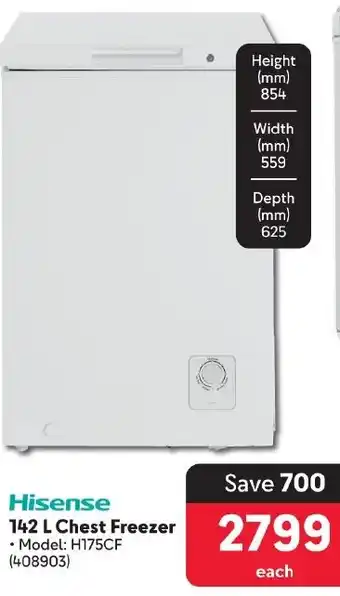 Makro Hisense 142 L Chest Freezer offer