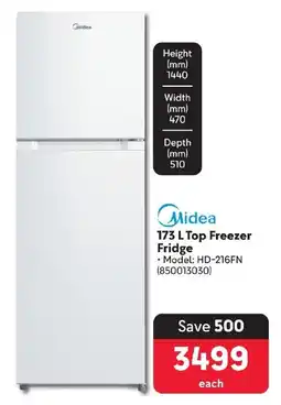 Makro Midea 173 L Top Freezer Fridge offer