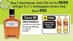Makro Buy 2 Gentleman Jack 750ml and get 2 x 1L Schweppes mixers free offer