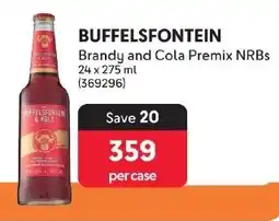 BUFFELSFONTEIN Brandy and Cola Premix NRBs 24 x 275 ml