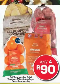 Pick n Pay PnP Potatoes 1kg, Salad Tomatoes 750g, Onions 1kg or Sweet Potatoes 1kg offer