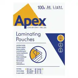 Fellowes Apex A4 Laminating Pouches 75 Micron 100 Pouches