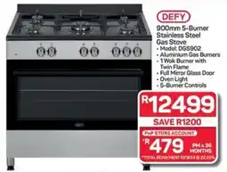 Pick n Pay DEFY 900mm 5-Burner Stainless Steel Gas Stove offer