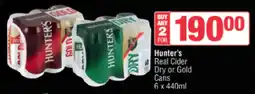 Spar Tops Hunter's Real Cider Dry or Gold Cans 6 x 440ml offer