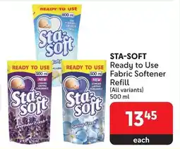 Makro STA-SOFT Ready to Use Fabric Softener Refill (All variants) 500ml offer