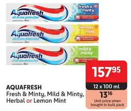 Makro AQUAFRESH Fresh & Minty, Mild & Minty, Herbal or Lemon Mint offer
