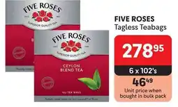 FIVE ROSES Tagless Teabags