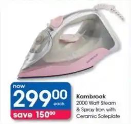 Clicks Kambrook 2000 Watt Steam & Spray Iron with Ceramic Soleplate offer