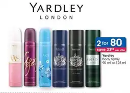 Clicks Yardley Body Spray 90 ml or 125 ml offer
