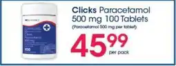Clicks Clicks Paracetamol 500 mg 100 Tablets offer