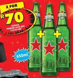 Shoprite Liquor HEINEKEN PREMIUM LAGER BEER 3x650ml NRB offer