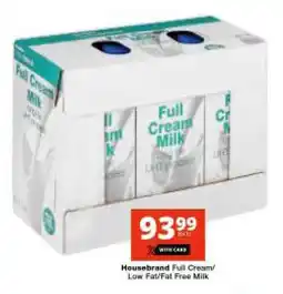 Checkers Hyper Housebrand Full Cream Low Fat/Fat Free Milk offer