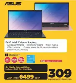 HiFi Corp ASUS E410 Intel Celeron Laptop offer