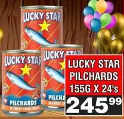 Advance Cash n Carry LUCKY STAR PILCHARDS 155G X 24's offer
