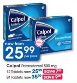 Clicks Calpol Paracetamol 500 mg 12 Tablets offer