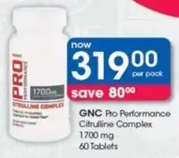 Clicks GNC Pro Performance Citrulline Complex 1700 mg 60 Tablets offer
