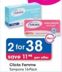Clicks Clicks Femme Tampons 16-Pack offer