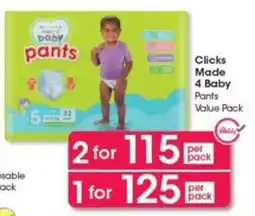 Clicks Clicks Made 4 Baby Pants Value Pack offer